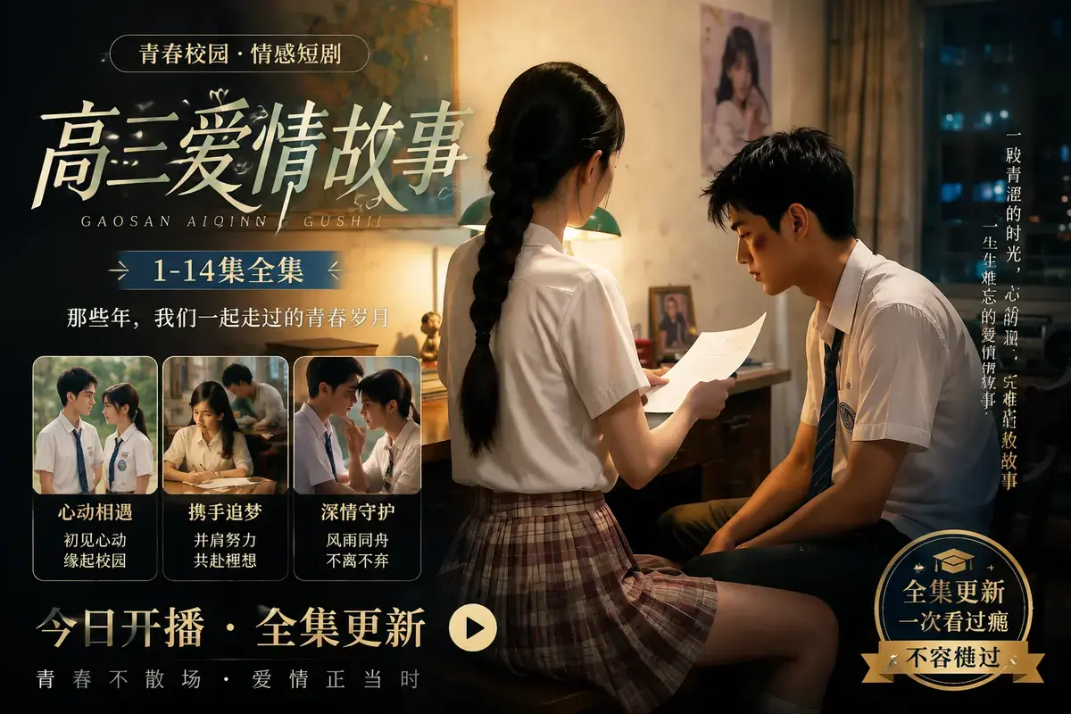 《高三爱情故事》AI短剧林澈苏晚晴校园恋曲-高清完整版在线观看高三爱情故事-初见心动误会虐心毕业告白无删减-流畅播放网盘下载
